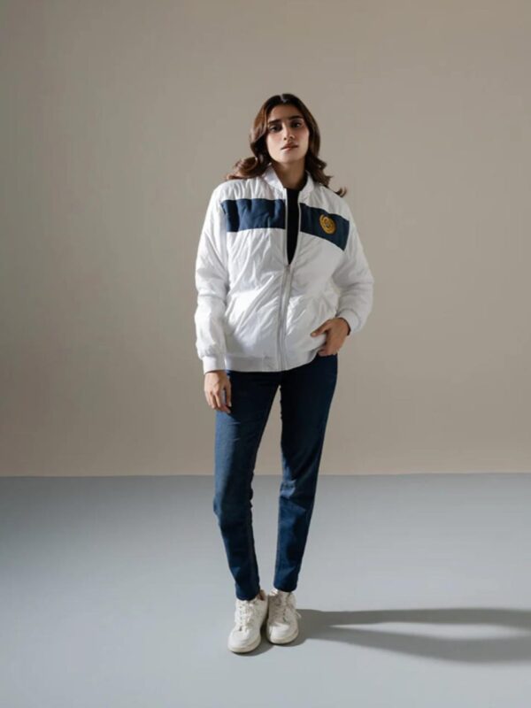 WHITE SPORTS BOMBER JACKET (Women) - Image 5