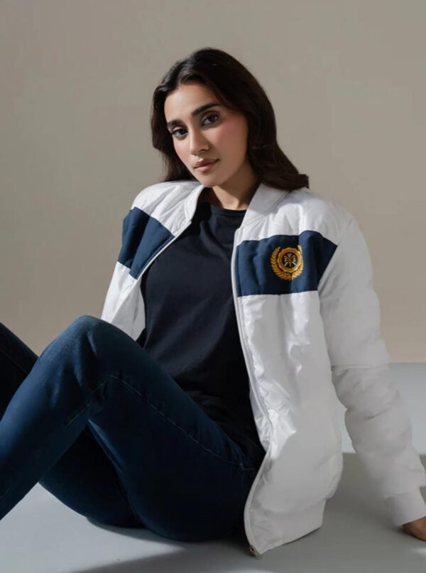 WHITE SPORTS BOMBER JACKET (Women)