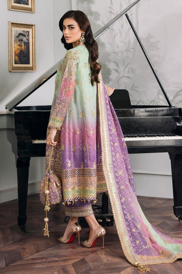 BAROQUE chiffon printed & embroidered wedding luxury unstiched 3pc✓ - Image 3